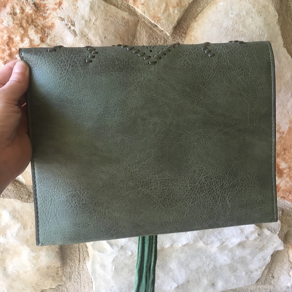 New! Anthropologie Tote and clutch combo in sage. - Picture 7 of 8